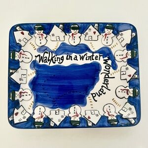 Bath Body Works 1990s Christmas Holiday Decorative 10x8 Ceramic Plate Tray 1997